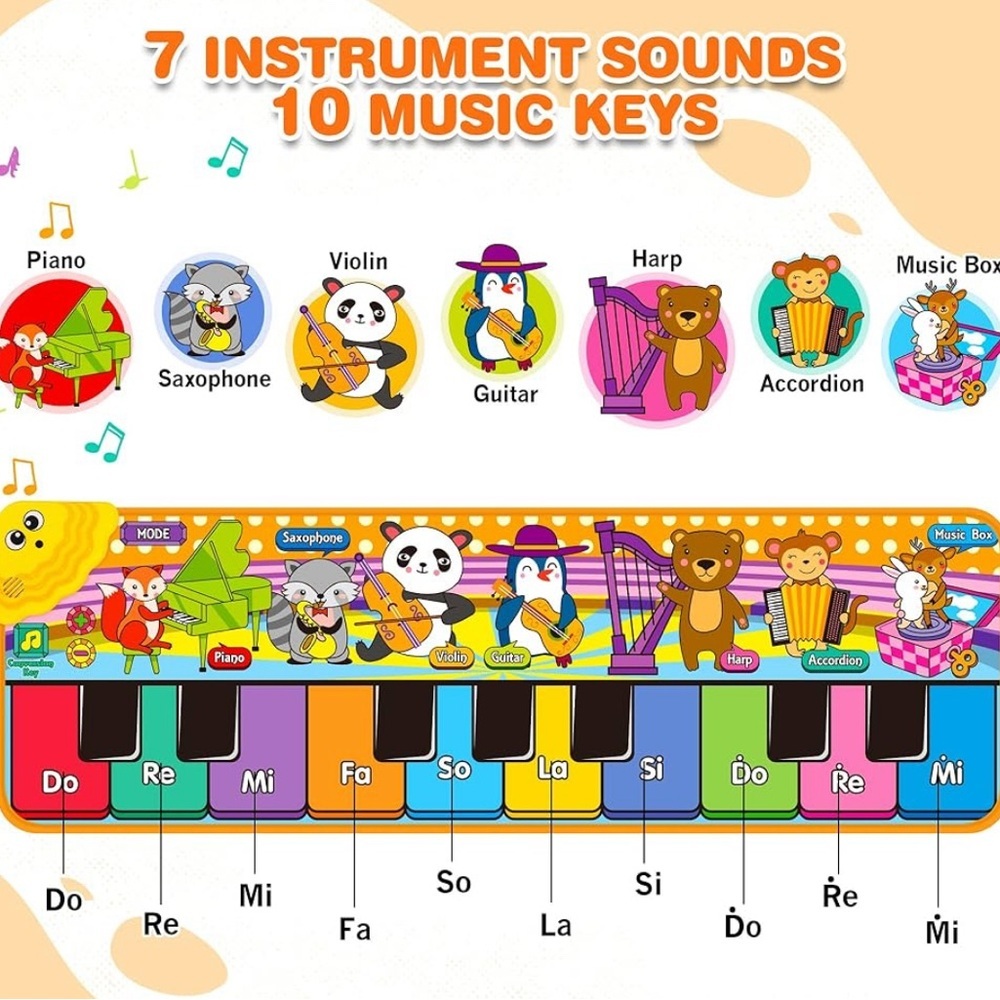 Animal piano mat/pad with 7 instrument sounds and 10 music keys - Picture 1 of 4